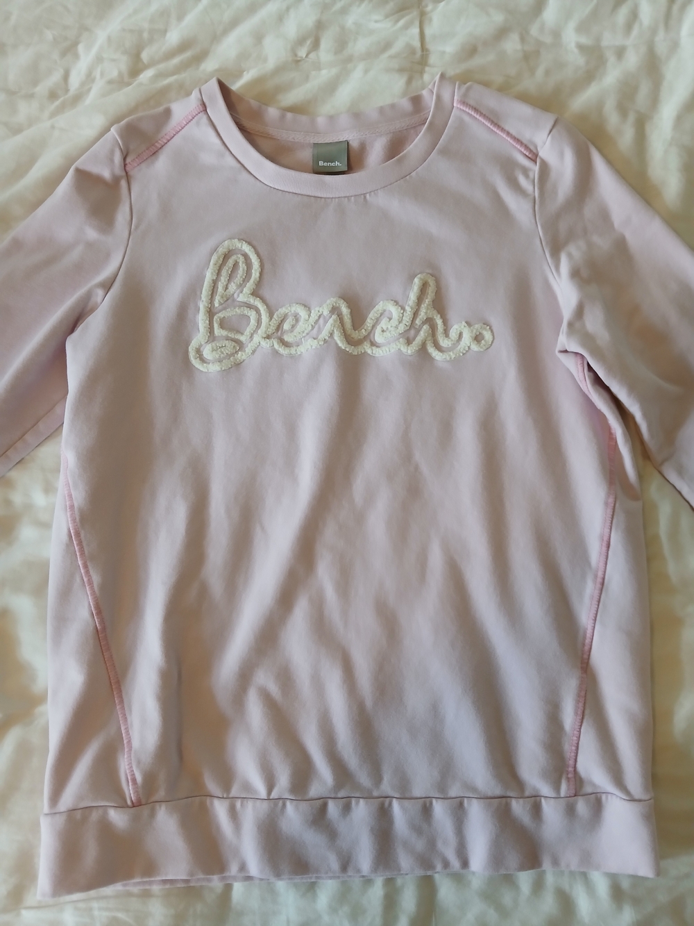 Bench Women's Pink Logo Sweatshirt In Soft Thick Cotton With Stretch Size Medium
